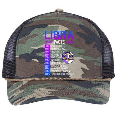 Retro Vintage Libra Facts Zodiac Sign Birthday Horoscope Funny Gift Retro Rope Trucker Hat Cap