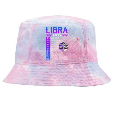 Retro Vintage Libra Facts Zodiac Sign Birthday Horoscope Funny Gift Tie-Dyed Bucket Hat