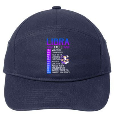 Retro Vintage Libra Facts Zodiac Sign Birthday Horoscope Funny Gift 7-Panel Snapback Hat