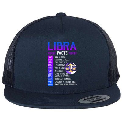 Retro Vintage Libra Facts Zodiac Sign Birthday Horoscope Funny Gift Flat Bill Trucker Hat