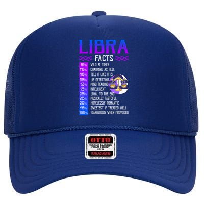 Retro Vintage Libra Facts Zodiac Sign Birthday Horoscope Funny Gift High Crown Mesh Back Trucker Hat