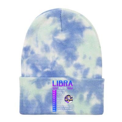 Retro Vintage Libra Facts Zodiac Sign Birthday Horoscope Funny Gift Tie Dye 12in Knit Beanie