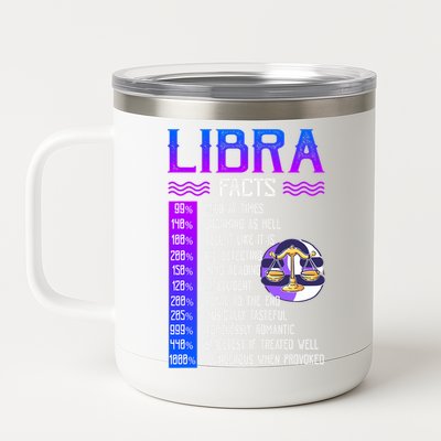 Retro Vintage Libra Facts Zodiac Sign Birthday Horoscope Funny Gift 12 oz Stainless Steel Tumbler Cup