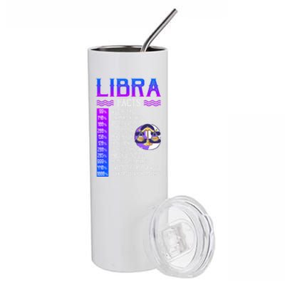 Retro Vintage Libra Facts Zodiac Sign Birthday Horoscope Funny Gift Stainless Steel Tumbler