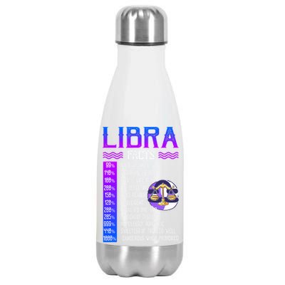 Retro Vintage Libra Facts Zodiac Sign Birthday Horoscope Funny Gift Stainless Steel Insulated Water Bottle