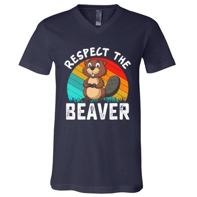 Retro Vintage Love Beavers V-Neck T-Shirt