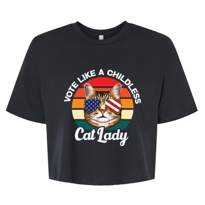 Retro Vote Like A Childless Cat Lady Funny Voting Kamala 24 Bella+Canvas Jersey Crop Tee