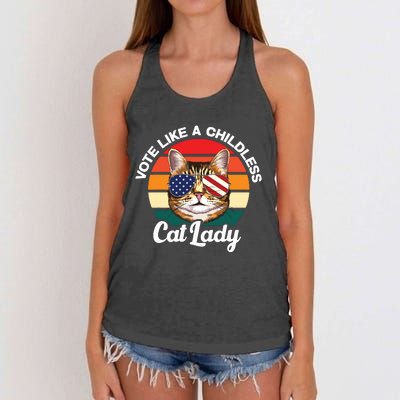 Retro Vote Like A Childless Cat Lady Funny Voting Kamala 24 Women's Knotted Racerback Tank