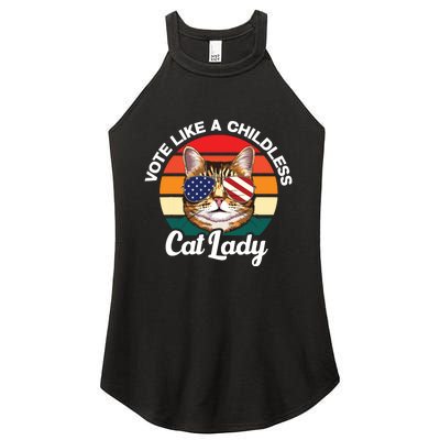 Retro Vote Like A Childless Cat Lady Funny Voting Kamala 24 Women's Perfect Tri Rocker Tank