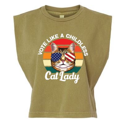 Retro Vote Like A Childless Cat Lady Funny Voting Kamala 24 Garment-Dyed Women's Muscle Tee