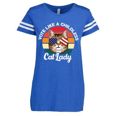 Retro Vote Like A Childless Cat Lady Funny Voting Kamala 24 Enza Ladies Jersey Football T-Shirt