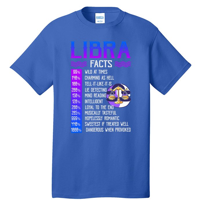 Retro Vintage Libra Facts Zodiac Sign Birthday Horoscope Meaningful Gift Tall T-Shirt