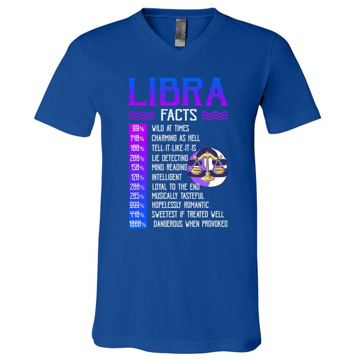 Retro Vintage Libra Facts Zodiac Sign Birthday Horoscope Meaningful Gift V-Neck T-Shirt