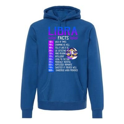 Retro Vintage Libra Facts Zodiac Sign Birthday Horoscope Meaningful Gift Premium Hoodie