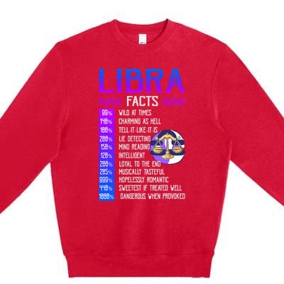 Retro Vintage Libra Facts Zodiac Sign Birthday Horoscope Meaningful Gift Premium Crewneck Sweatshirt