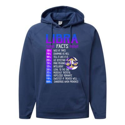 Retro Vintage Libra Facts Zodiac Sign Birthday Horoscope Meaningful Gift Performance Fleece Hoodie