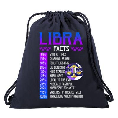 Retro Vintage Libra Facts Zodiac Sign Birthday Horoscope Funny Gift Drawstring Bag