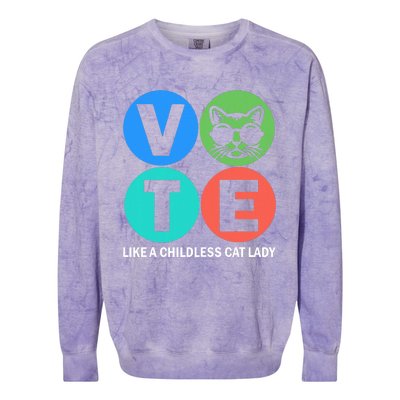 Retro Vote Like A Childless Cat Lady Is Voting Kamala 2024 Colorblast Crewneck Sweatshirt