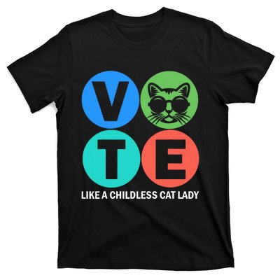 Retro Vote Like A Childless Cat Lady Is Voting Kamala 2024 T-Shirt