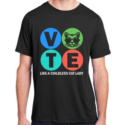 Retro Vote Like A Childless Cat Lady Is Voting Kamala 2024 Adult ChromaSoft Performance T-Shirt