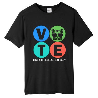 Retro Vote Like A Childless Cat Lady Is Voting Kamala 2024 Tall Fusion ChromaSoft Performance T-Shirt