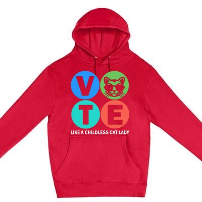 Retro Vote Like A Childless Cat Lady Is Voting Kamala 2024 Premium Pullover Hoodie