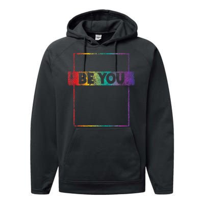 Retro Vintage Lgbt Pride Rainbow Be You Performance Fleece Hoodie