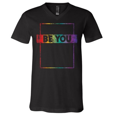 Retro Vintage Lgbt Pride Rainbow Be You V-Neck T-Shirt