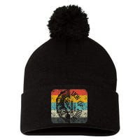 Retro Vintage Lion Of Judah Pom Pom 12in Knit Beanie