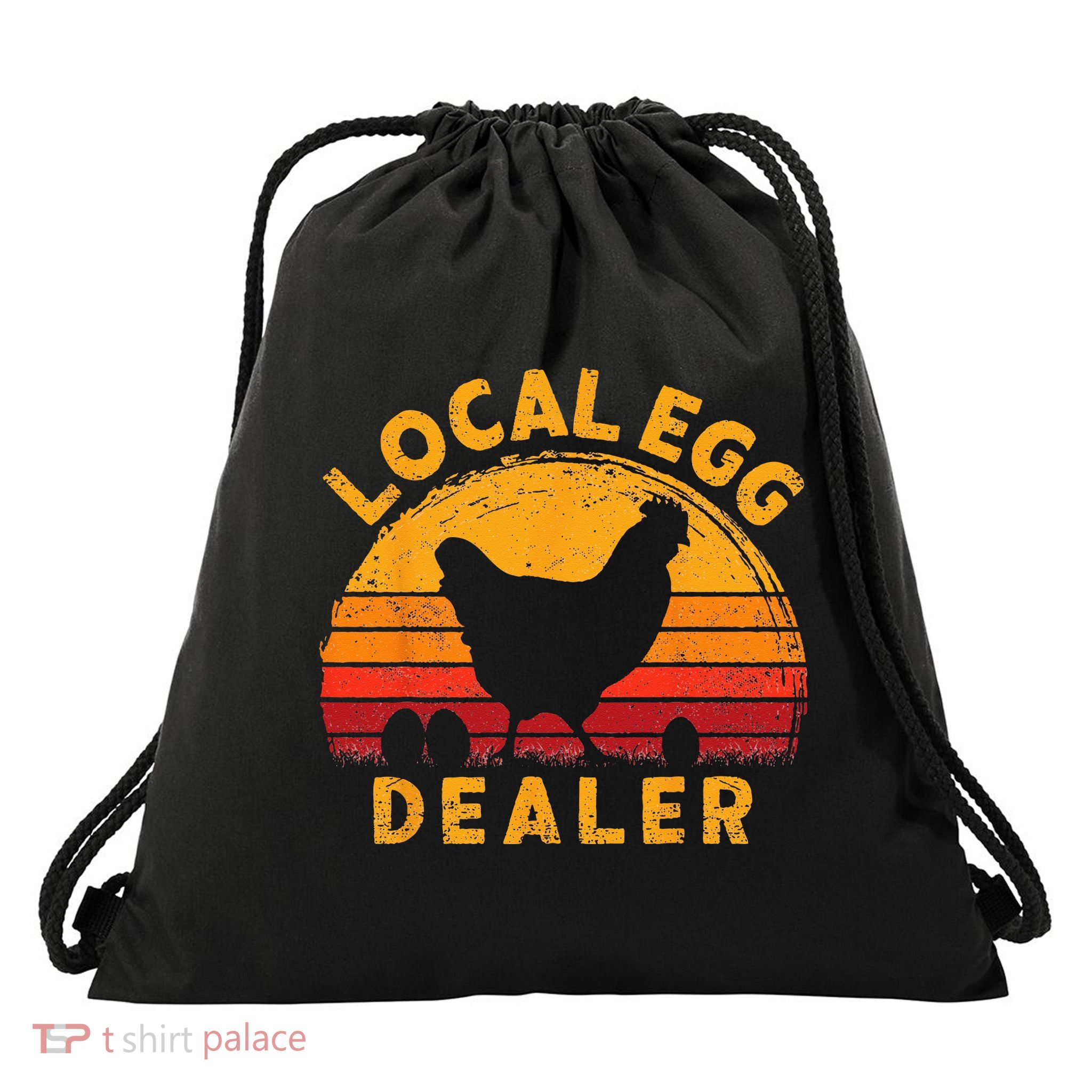 Retro Vintage Local Egg Dealer Farmer Chicken Egg Lover Drawstring Bag