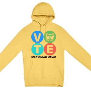 Retro Vote Like A Childless Cat Lady Kamala Harris 2024 Premium Pullover Hoodie