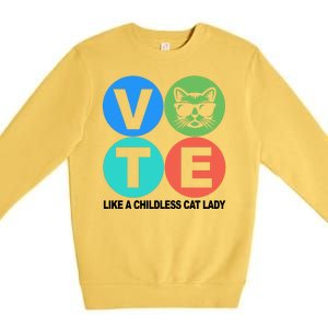 Retro Vote Like A Childless Cat Lady Kamala Harris 2024 Premium Crewneck Sweatshirt