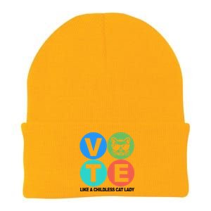 Retro Vote Like A Childless Cat Lady Kamala Harris 2024 Knit Cap Winter Beanie