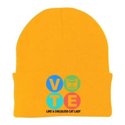 Retro Vote Like A Childless Cat Lady Kamala Harris 2024 Knit Cap Winter Beanie