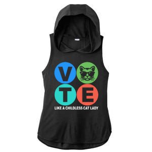 Retro Vote Like A Childless Cat Lady Kamala Harris 2024 Ladies PosiCharge Tri-Blend Wicking Draft Hoodie Tank