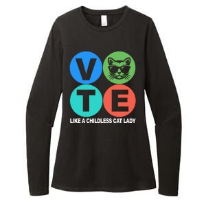 Retro Vote Like A Childless Cat Lady Kamala Harris 2024 Womens CVC Long Sleeve Shirt