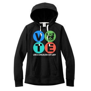 Retro Vote Like A Childless Cat Lady Kamala Harris 2024 Women's Fleece Hoodie