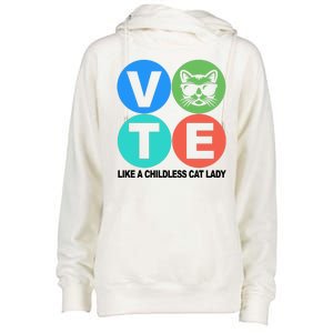 Retro Vote Like A Childless Cat Lady Kamala Harris 2024 Womens Funnel Neck Pullover Hood