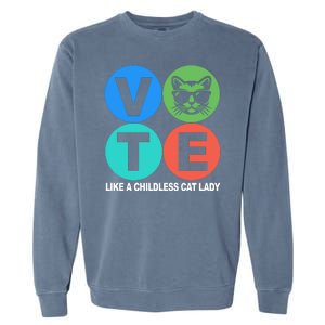 Retro Vote Like A Childless Cat Lady Kamala Harris 2024 Garment-Dyed Sweatshirt