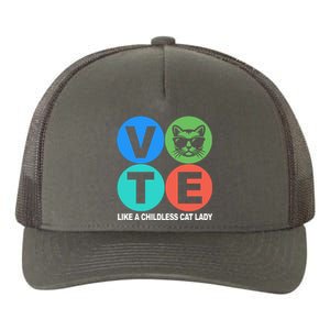 Retro Vote Like A Childless Cat Lady Kamala Harris 2024 Yupoong Adult 5-Panel Trucker Hat