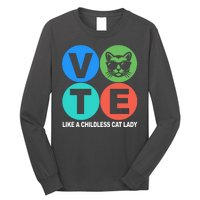 Retro Vote Like A Childless Cat Lady Kamala Harris 2024 Long Sleeve Shirt