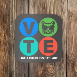 Retro Vote Like A Childless Cat Lady Kamala Harris 2024 Coaster