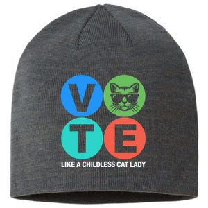 Retro Vote Like A Childless Cat Lady Kamala Harris 2024 Sustainable Beanie