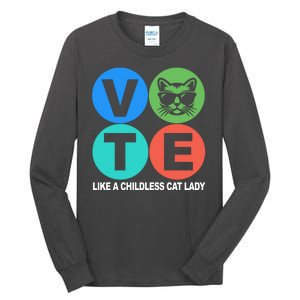 Retro Vote Like A Childless Cat Lady Kamala Harris 2024 Tall Long Sleeve T-Shirt