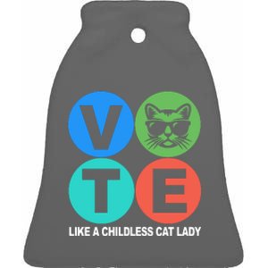 Retro Vote Like A Childless Cat Lady Kamala Harris 2024 Ceramic Bell Ornament