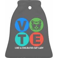 Retro Vote Like A Childless Cat Lady Kamala Harris 2024 Ceramic Bell Ornament