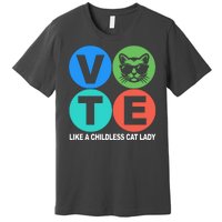 Retro Vote Like A Childless Cat Lady Kamala Harris 2024 Premium T-Shirt