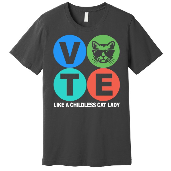 Retro Vote Like A Childless Cat Lady Kamala Harris 2024 Premium T-Shirt