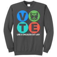 Retro Vote Like A Childless Cat Lady Kamala Harris 2024 Tall Sweatshirt