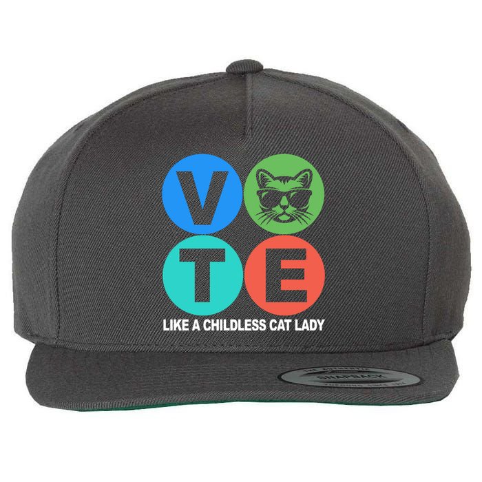 Retro Vote Like A Childless Cat Lady Kamala Harris 2024 Wool Snapback Cap